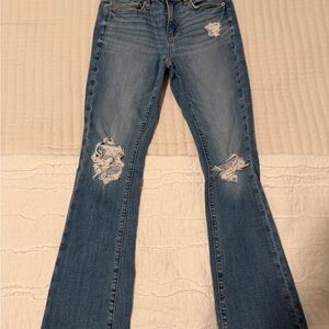 American Eagle Outfitters Light Blue Distressed Flare Jeans
